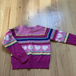 Hatley Pink and Blue Heart Stripe Kids Sweater